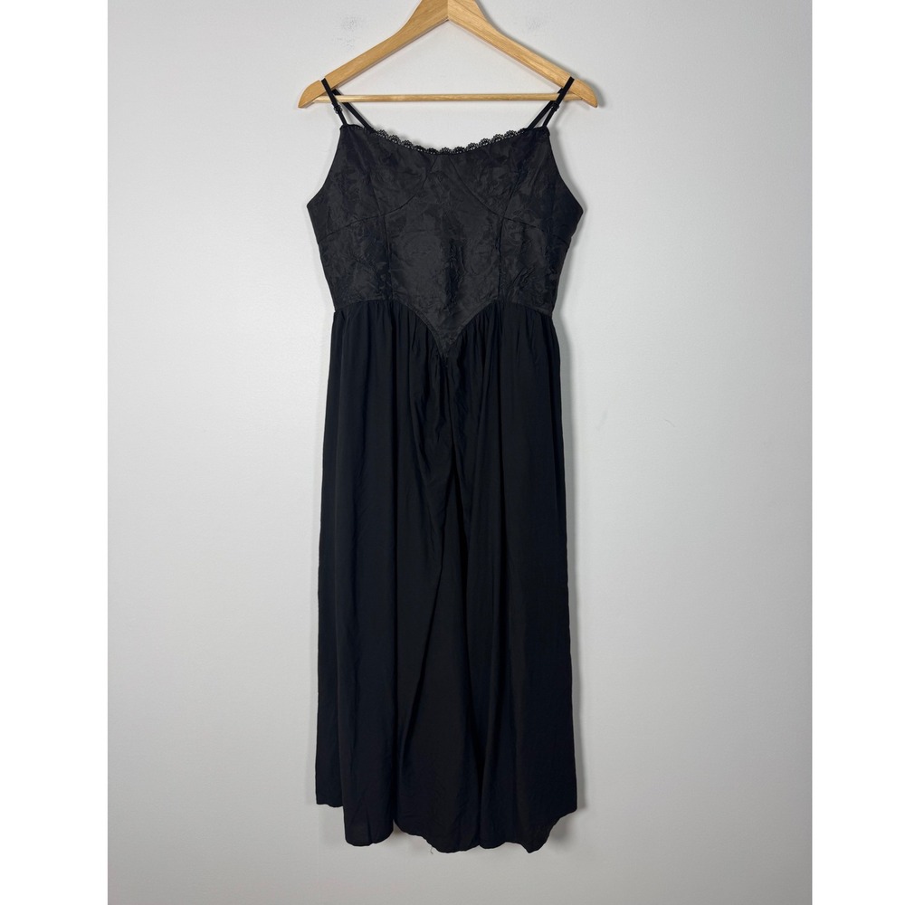 Gothic Romantic Womens Medium Midi Dress Black Floral‎ Jacquard Lace